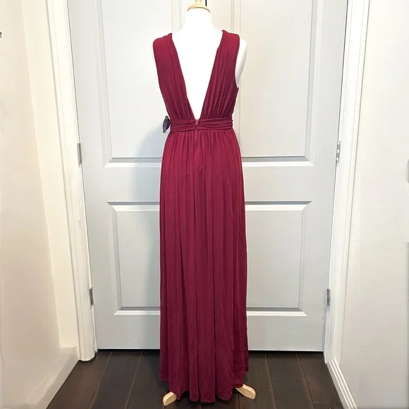 Windsor Burgundy Chiffon Maxi Dress Deep V Slit Formal Gown Size Medium NWT - Picture 9 of 15
